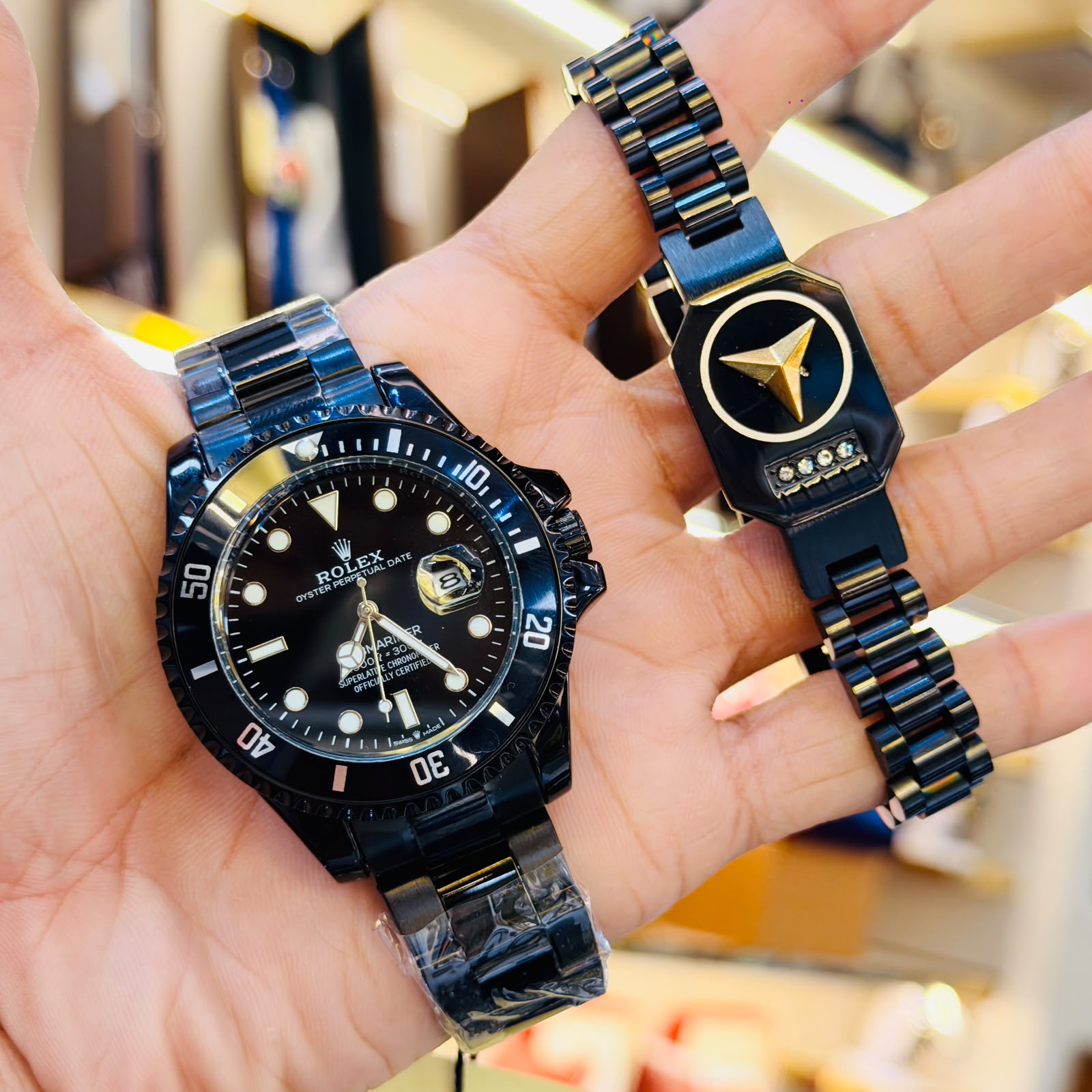 Classic Submariner Black Watch & Bracelet Combo