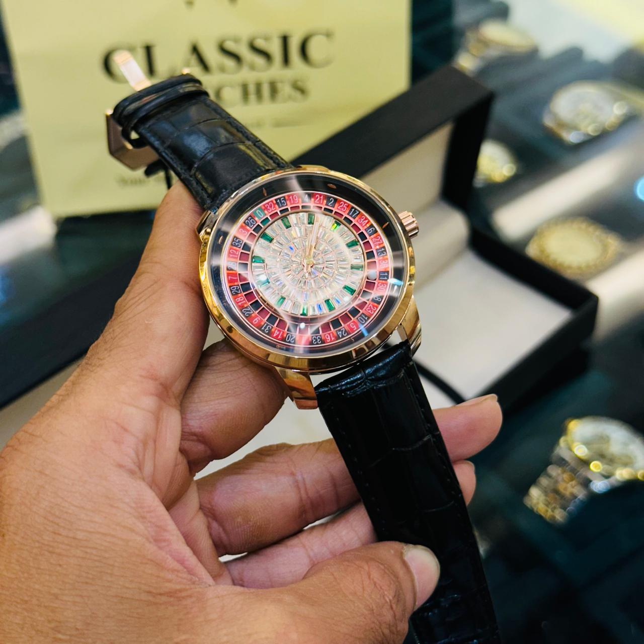 Casino Roulette Watch Rose Body Orginal Leather